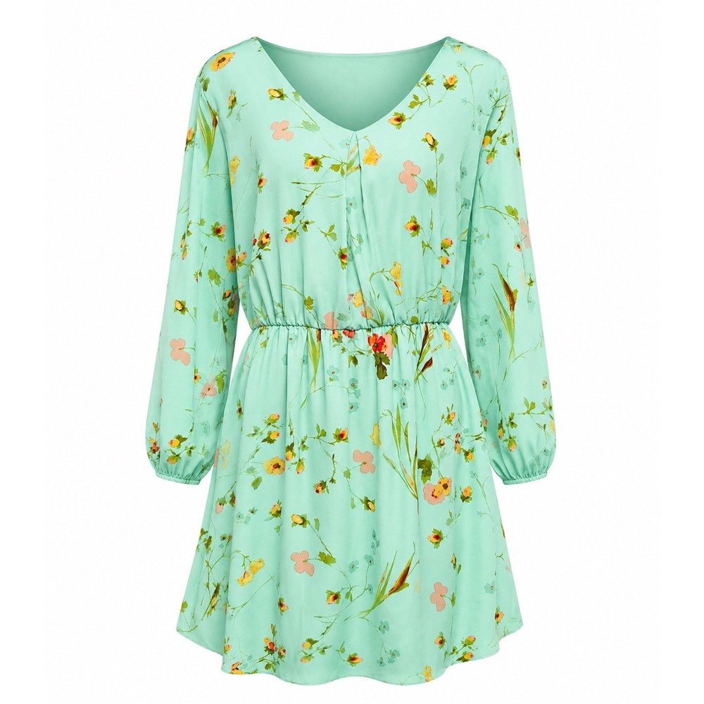 Copper Key Mint Green Floral‎ V-Neck Mini Dress Large cottagecore fairy pastel